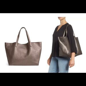Kurt Geiger Slouchy Large Leather Tote Bag “Violet” Gunmetal Metallic